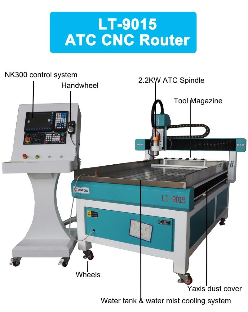 Mini Atc Automatic Tool Changing CNC Router Machine 6 Tools 6090 9012 9015 1212 for Granite Marble Tombstone Engraving