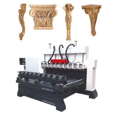 Wood 3D Small Sculpture Statue Wooden Legs Carving CNC Router with Rotary