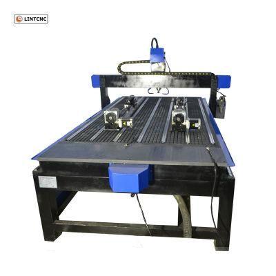 Plywood Drilling Machine CNC Router 1218 1224 with Two PCS Rotary Axis