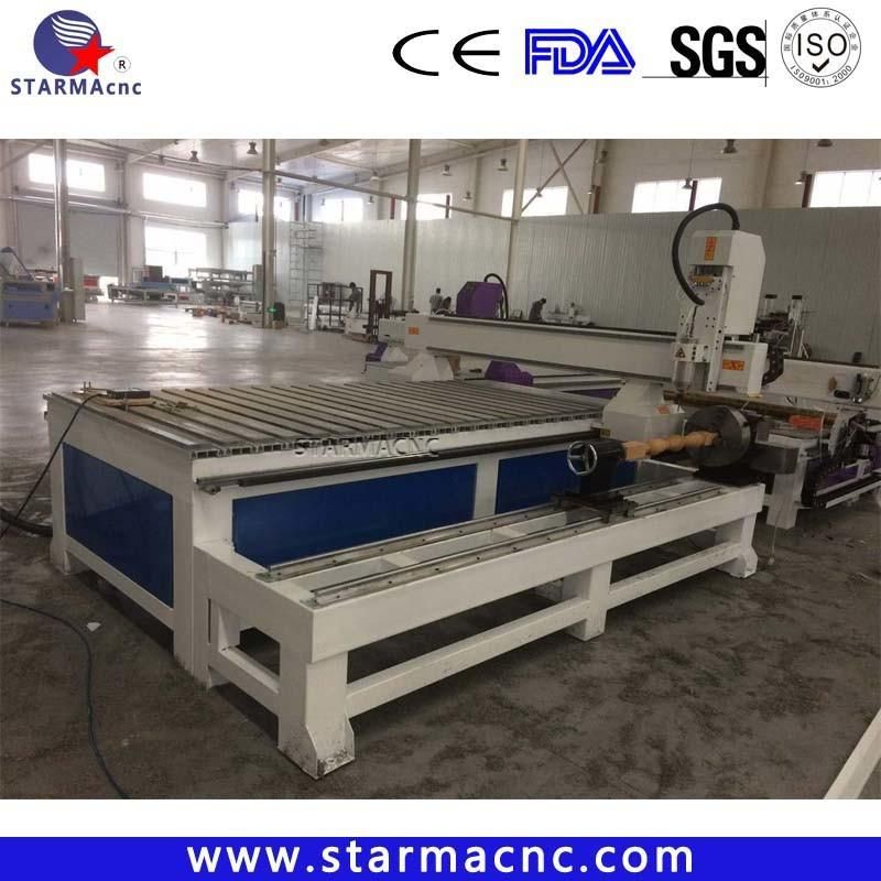 Rotary Attached 4X8FT 4 Axis CNC Router for Wood Cylinder Plate