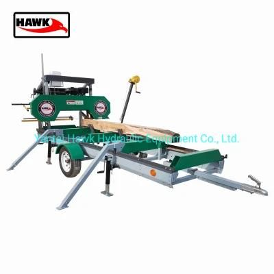 15HP Gasoline Engine Portable Sawmill with 6 Meters Trailer