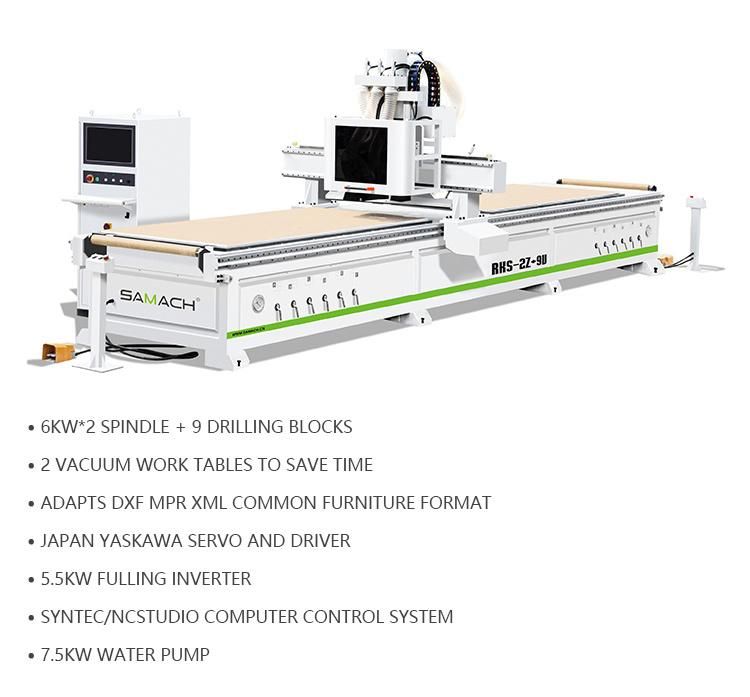 Double Working Tables CNC Router Machine for Furniture