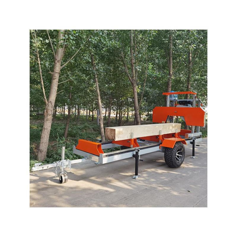 Good Quality Carpenter Machines Woodworking 45degrees Cutting Portable Sawmill with Trailer