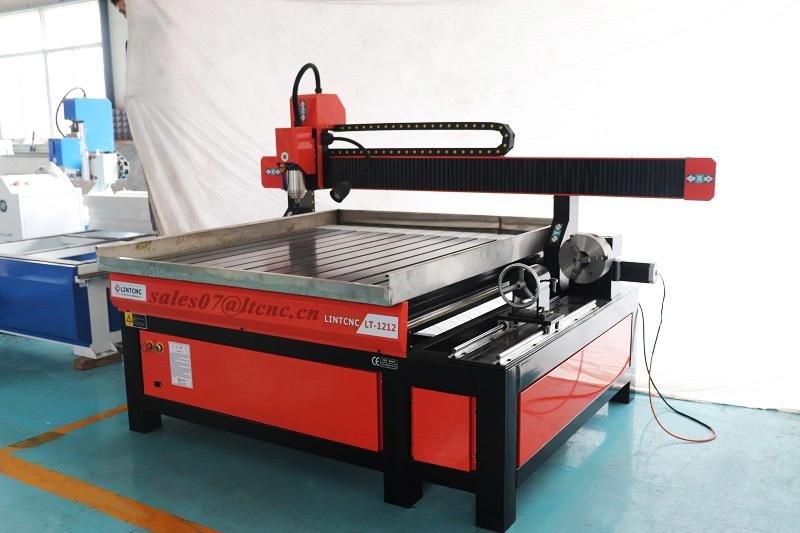 Lower Budget 4 Axis 1212 9012 CNC Router Price with Fixed Rotary Device on Table Side for Column, Cylinder, Chair Legs