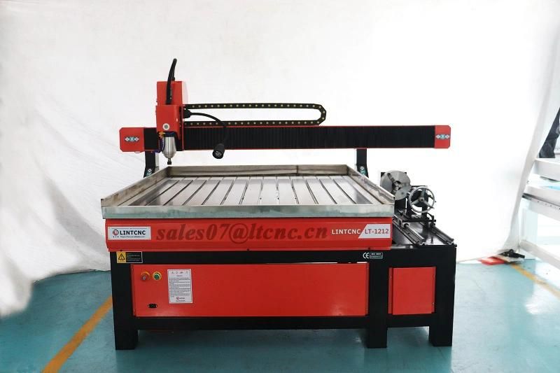Lower Budget 4 Axis 1212 CNC Router Price with Fixed Rotary Device on The Table Side for Column, Cylinder, Chair Legs