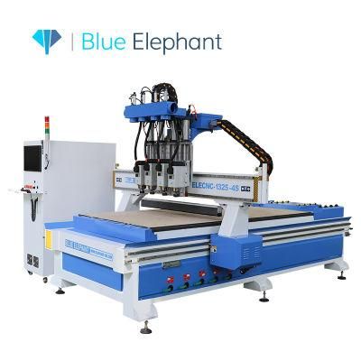 New Wood Carving CNC Router with Rotary, 1325 4 Spindles Pneumatic Tool Changing Woodworking CNC Router