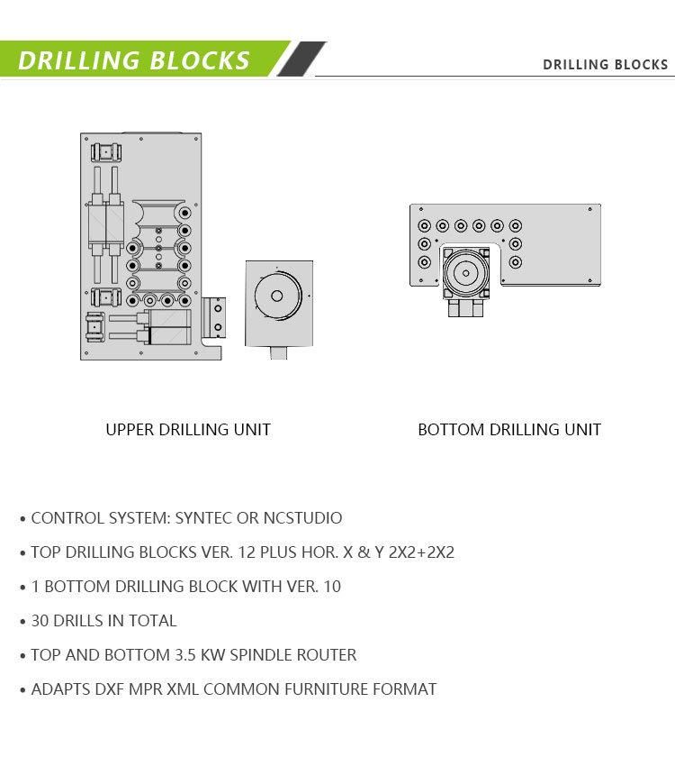 Double Spindles CNC Automatic Woodworking Side Hole Drilling Boring Machine