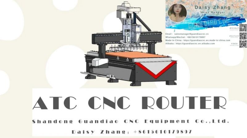 Guan Diao CNC1325 Nc Machining Center for Automatic Tool Change of Straight Disc Woodworking