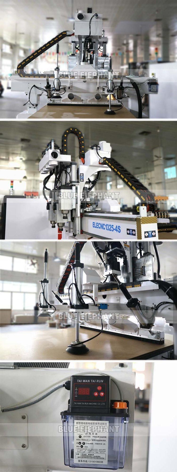1325 4 Axis CNC Router Engraver Machine, 3D CNC Wood Milling Machine with 4 Air Cooling Spindles