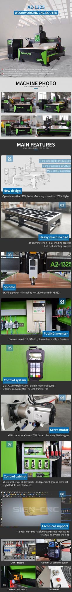A2-1325 CNC Router with 1300*2500mm Working Area for MDF/ Wood/Acrylic