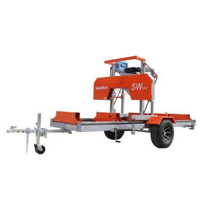 Diesel Portable Sawmill Horizontal Bandsaw Mills with Wheel for Wood
