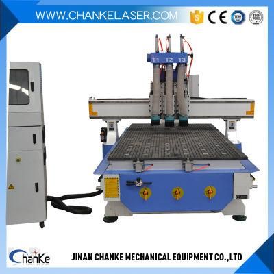 1325 3 Heads 3D Woodworking CNC Router with Vacuum Table