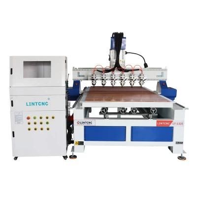 Aluminum PVC Acrylic Wood Auto Tool Change CNC Router CNC Engraving and Cutting Machine for Furniture with 6 Spindles and 6 Rotary Axes