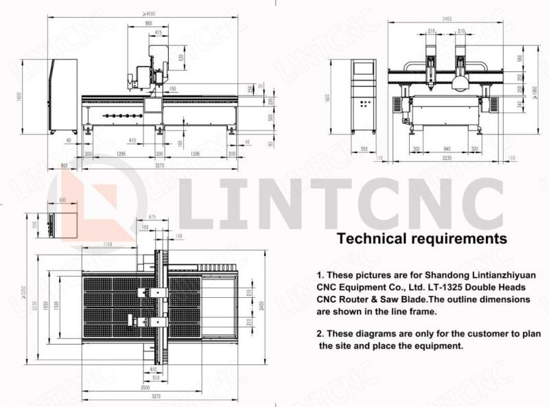 Hot Selling 2 Spindles 1325 1530 2030 CNC Router Wood CNC Router Kit with Saw Blade for Wood Plywood Acrylic Aluminum Big Z Axis CNC Router E Engraver Machine