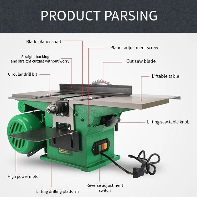 High Quality 1500W Multi-Function Jointer Planer Thicknesser Wood Working Machinery with Sliding Table