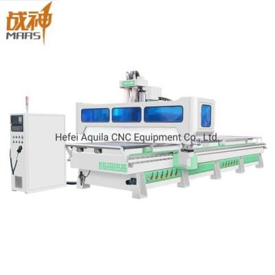High Quality S300-D Double Working Table Wood CNC Router Machine with Drilling Bank