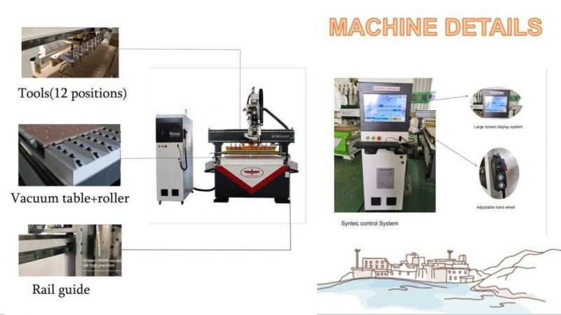 Row Type Tool Changer Engraving Machine Atc CNC Woodwork Router for Timber Cabinets Furniture CNC Router