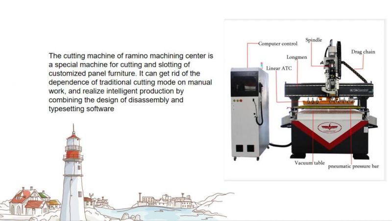 CNC Atc Router 1325 MDF Board Cutting CNC Marking Machinery with Row Type Atc for Wooden Doors