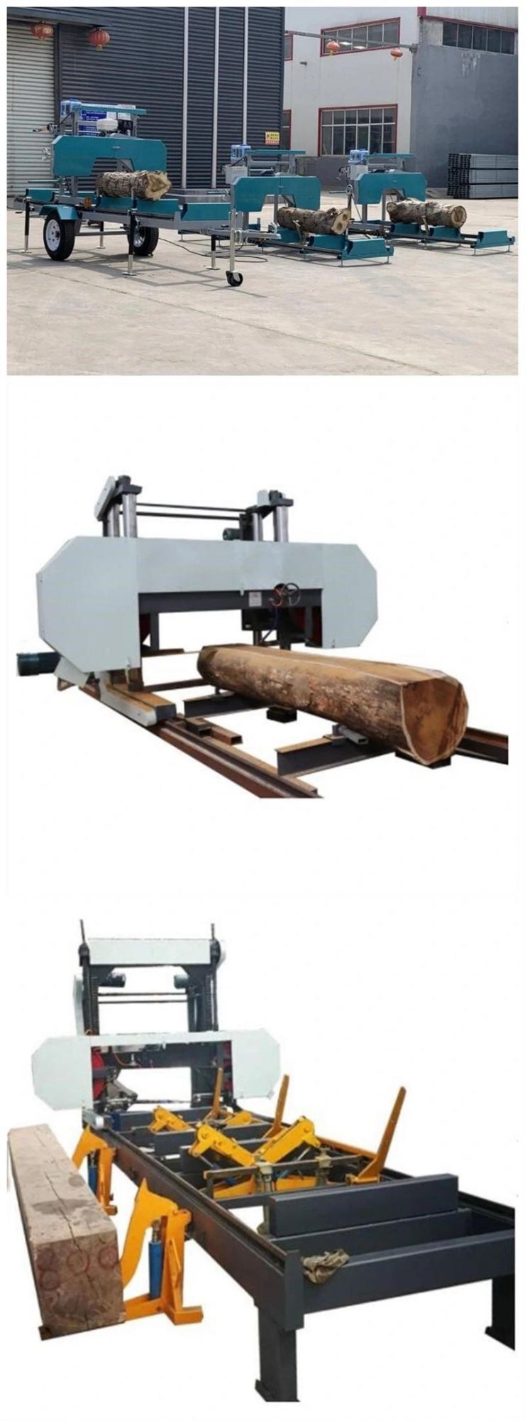 Gasoline Wood Cutting Machine Timber Sawmill Horizontal Wood Band Saw