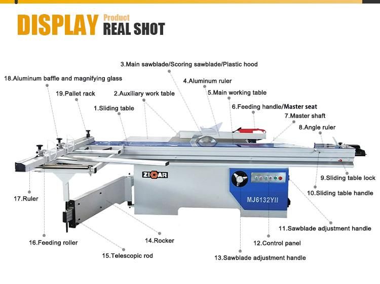 ZICAR MJ6132YII 1600/2800/3200mm plywood cutting saw machine precision wood woodworking sliding table panel saw for furniture mdf pvc cabinet melamine board