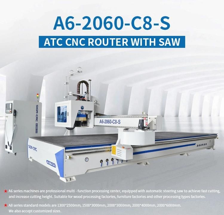 Woodworking Engraving Machine A6-2060-C8-S with Saw Can Cutting and Carving Wood/Plywood/Acrylics