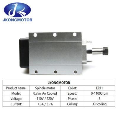 0.7kw 700W Air Cooled High Speed Spindle Motor with Inventer /Driver Er11 CNC Router Machine Electric Spindle Motor Manufacturer