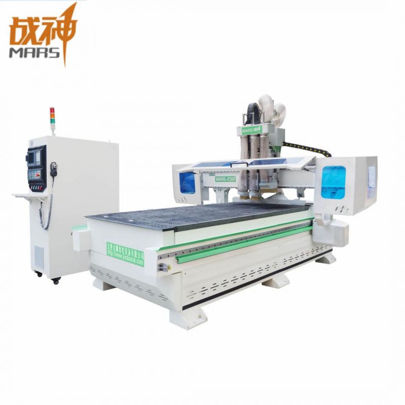 Mars CNC Carving Router Machine with Double Spindles and Drilling Blocks for Woodworking