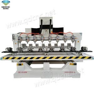 Eight Spindles Rotary CNC Router with 2500mmx1200mmx300mm Qd-2512r8