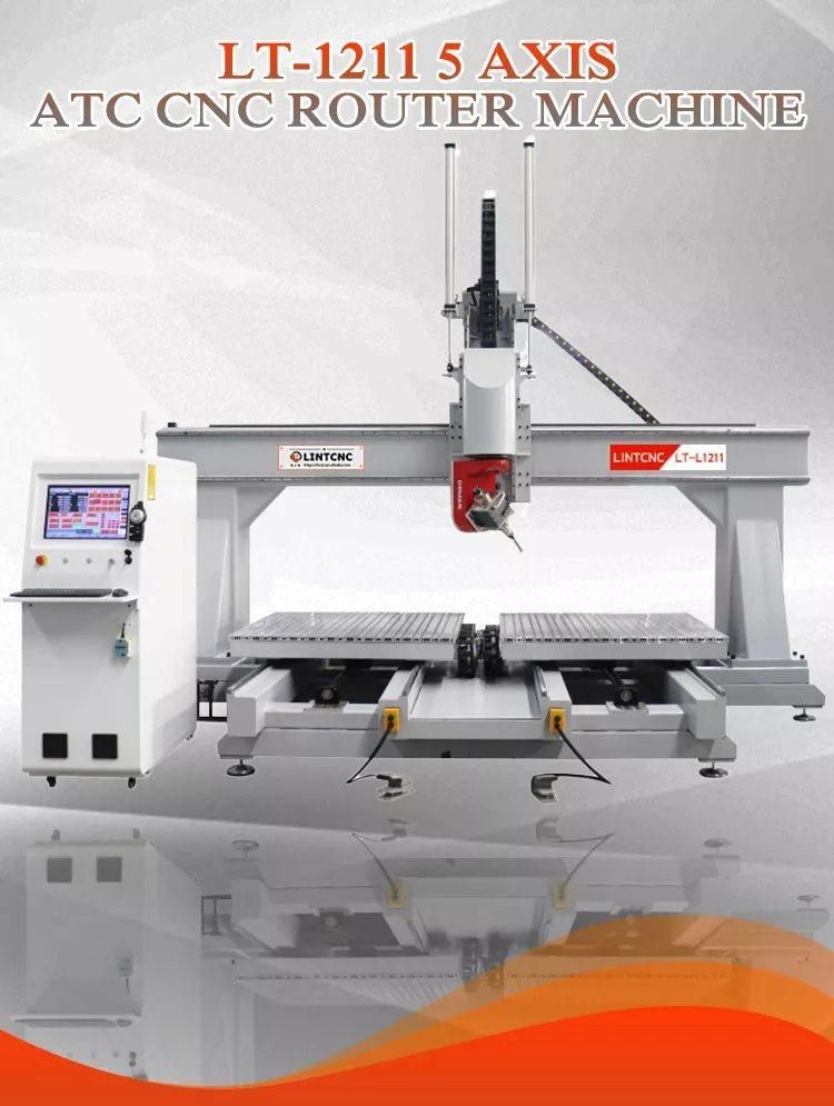 China Wood Pattern CNC Router 360 Degree Head Turn 4 Axis 5 Axis 1212 1211 CNC Milling Machine Router for Art Wood Carving