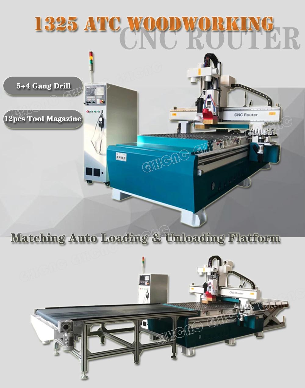 Carousel Atc Matching with Gang Drill Woodworking CNC Router Machine for Panel Furniture