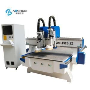 2 Heads CNC Router Woodworking Machine / Multi Spindle 3D CNC Router