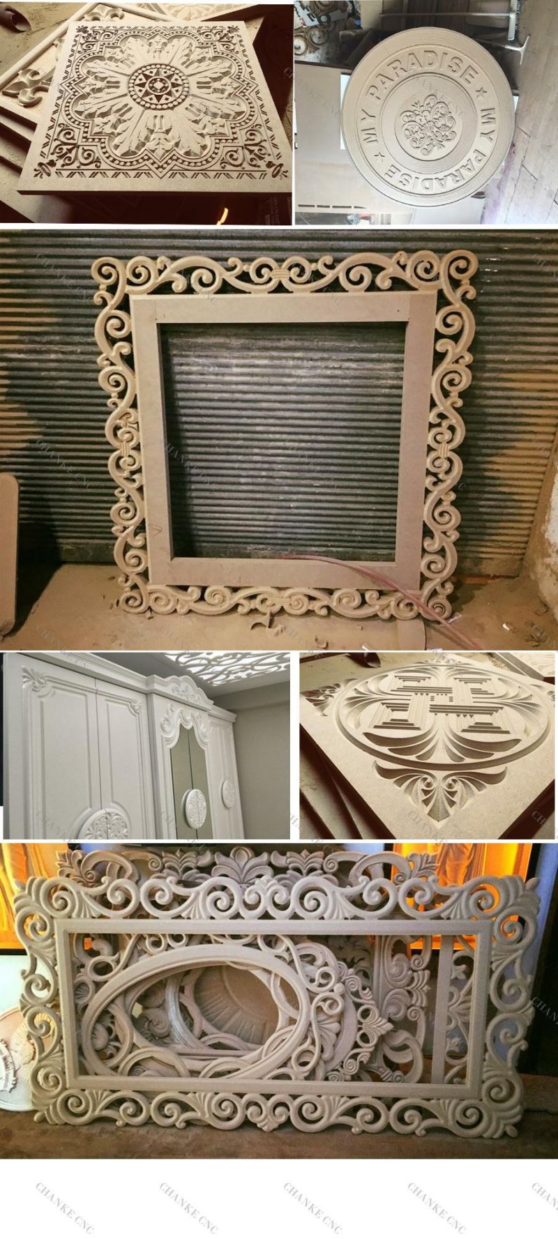 Multi Head 3D Rotary 4 Axis CNC Wood Carving Copy Machine, 3D Wood Furniture Making Machine / 3D Wood Carving Machine 5 Axes