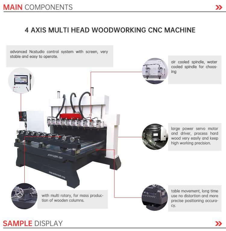 4 Axis Multi Heads CNC Router Machine for Classic Furniture