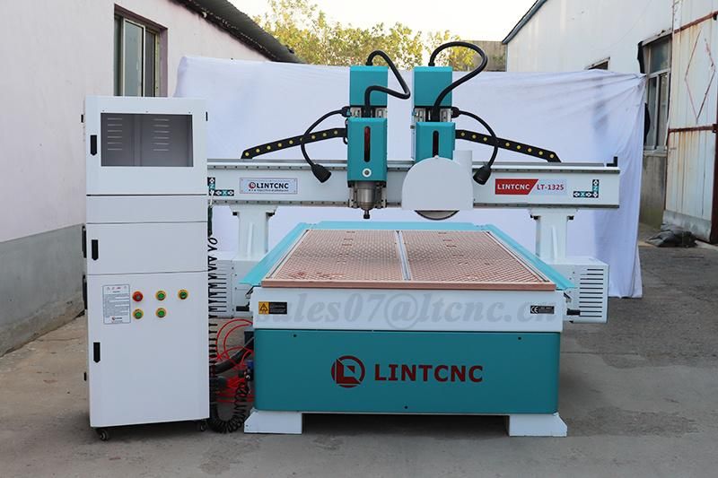 Stable 2 Heads Automatic 3D Wood Carving CNC Router 1325 1525 1530 2030 CNC Router with Saw Blade Machine for Emgraving Cutting Wood Kitchen Cabinet Door Metal