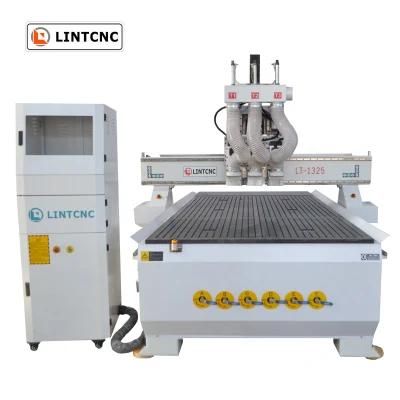 Panel Furniture Processing CNC Machine 1325 2030 3D 3 4 Spindles CNC Engraving Cutting Machine Easy Atc for Wool PVC