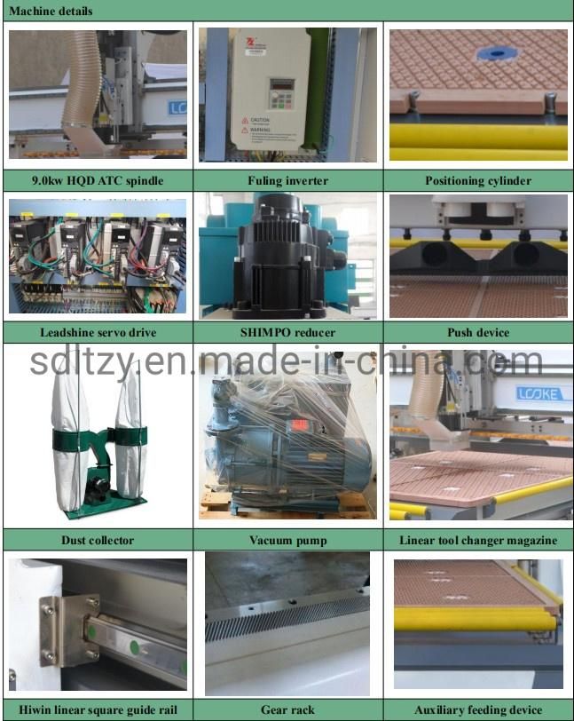 Atc Wood CNC Wooden Panel Processing Linear Type Automatic Router 1325 2040 9kw