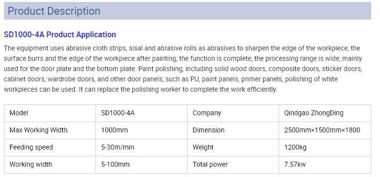 Zdbs1000-4A Brush Sanding Polishing Machine