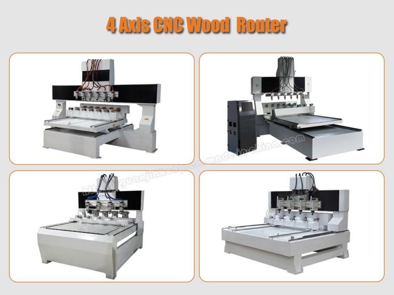 8025-6 Multi-Spindle Rotary 4 Axis Engraving Machine, 3D Carving Wood CNC Router