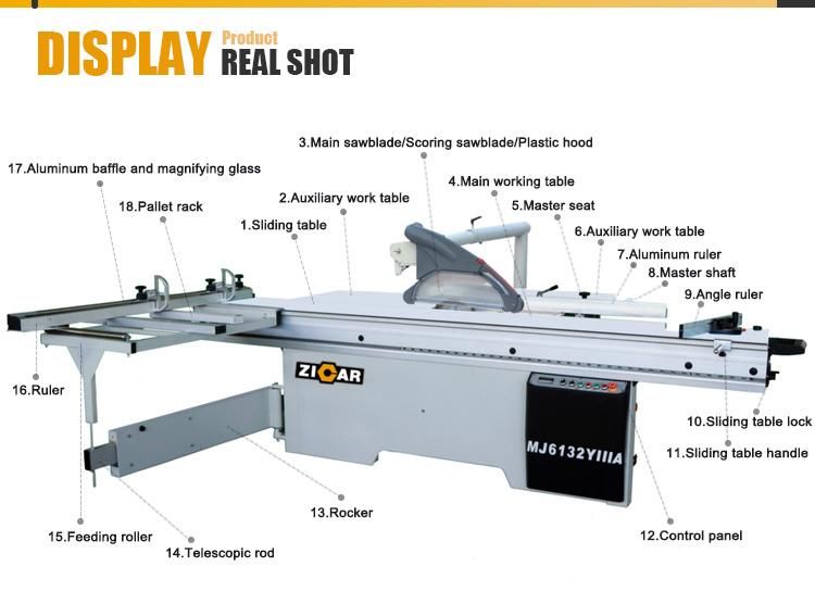 ZICAR MJ6132YIIIA woodworking wood plywood mdf cutting machine sliding table panel saw for sale