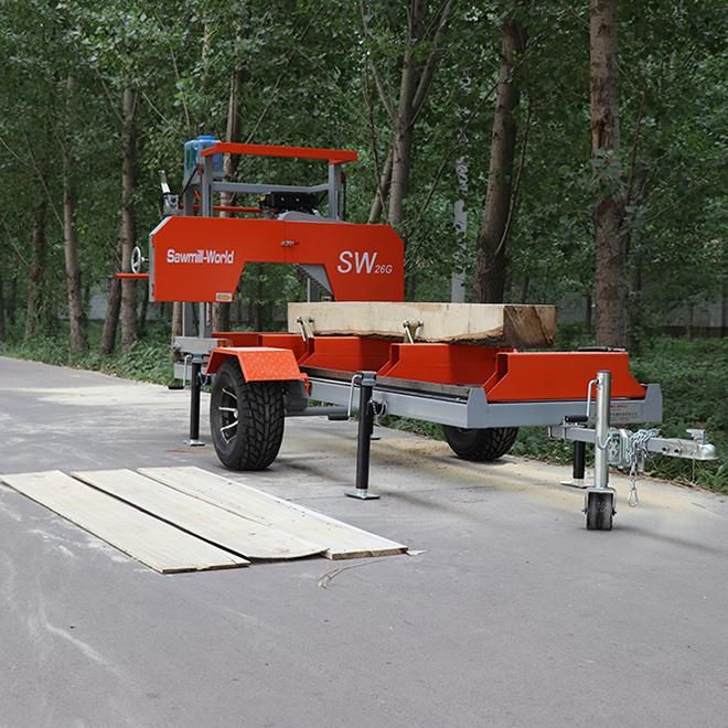 Diesel Portable Sawmill Horizontal Bandsaw Mills with Wheel for Wood