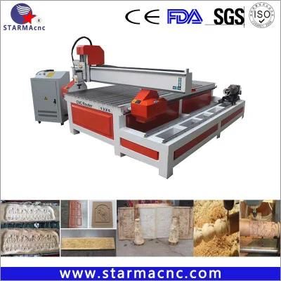 4 Axis 1325 Wood CNC Router with Independent Rotary Axis CNC Engraving Machine