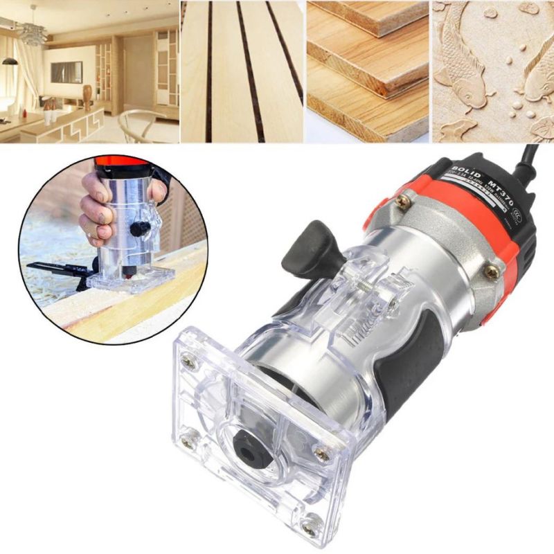 220V 530W Electric Hand Trimmer Wood Edge 1/4′′ Wood Router Trimmer Router Tools for Woodworking Engraving Drilling Tools