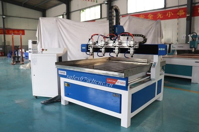 New Design Heavy Duty Wood CNC Router Machine 4 Axis 1212 1218 4 Axis Column Carving with Multi Spindle