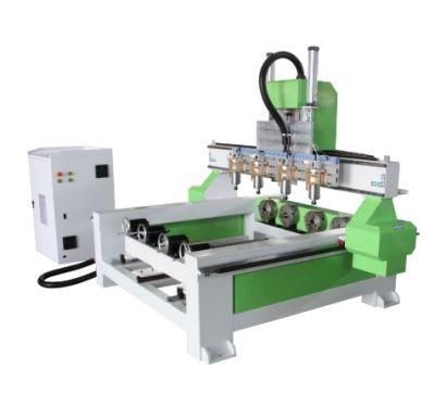 3D CNC Router Woodworking Machine 6 Heads 4 Axis Cylinder Wood CNC Router