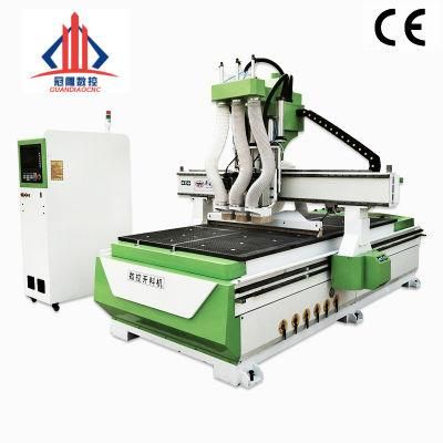 Multi Processes 3 Heads Wood Door Making CNC Cutting Machine Router 1325 CNC Drilling Machine