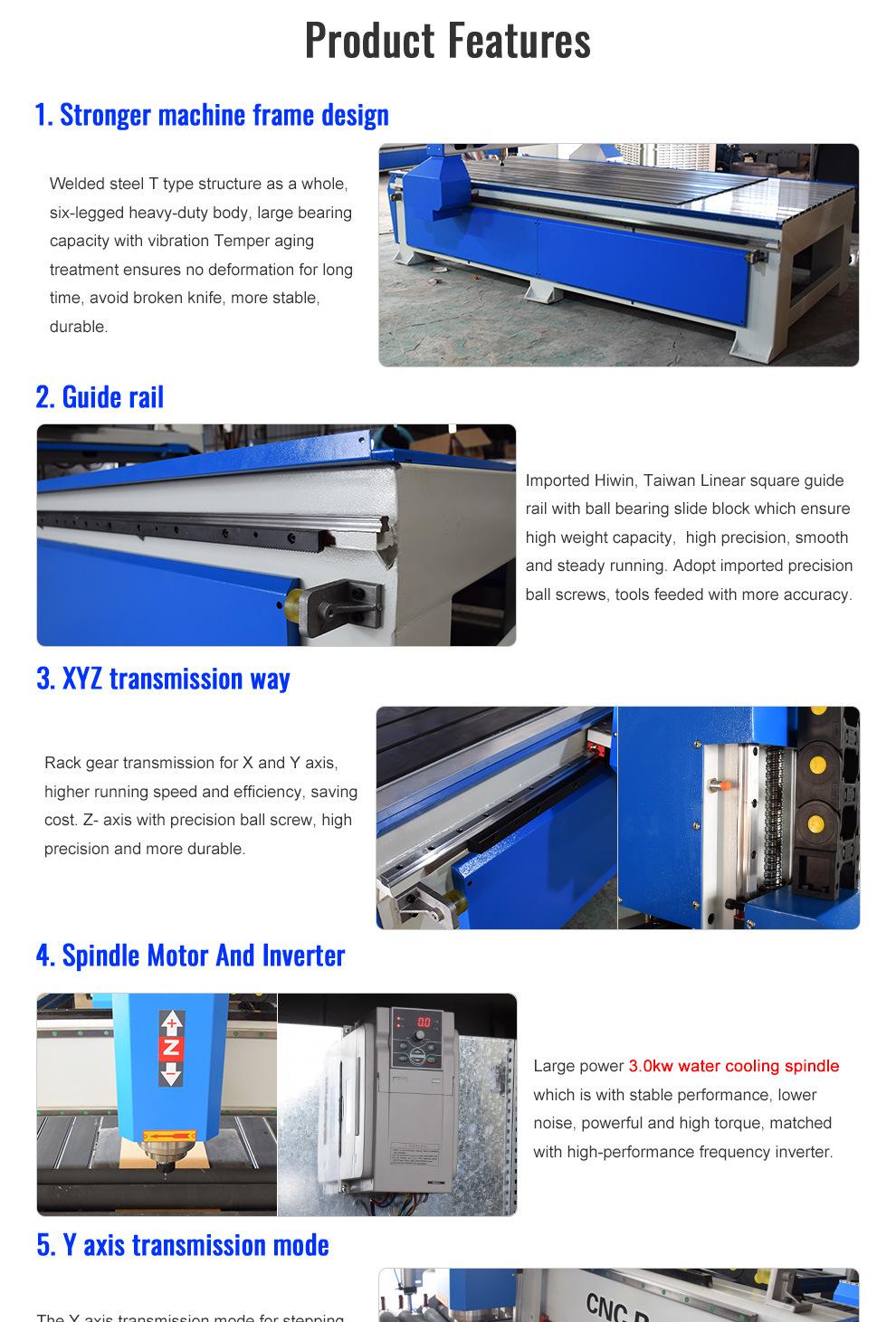 Woodworking Router 1300*2500mm Machinery CNC Router with Compression Roller