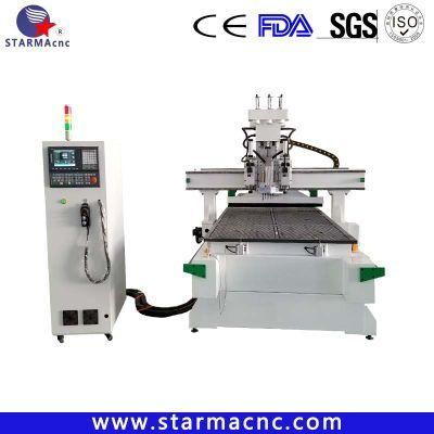 Syntec 6mA Control Atc Double Head CNC Router with Drilling Spindle