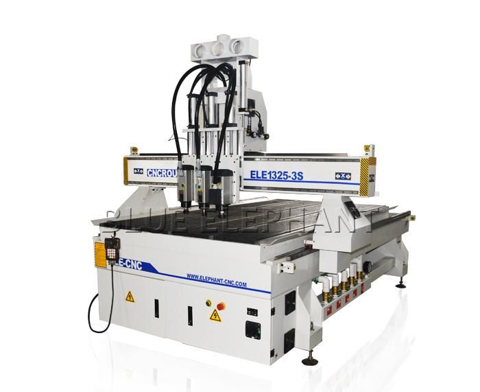 1325 Pnumatic CNC Router Three Heads CNC Milling Machine with Three Spindles