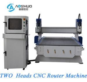 Ce Standard Two Heads 3D Woodworking 3 Axis CNC Router Machine