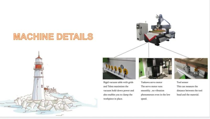 CNC Atc Router 1325 MDF Board Cutting CNC Marking Machinery with Row Type Atc for Wooden Doors